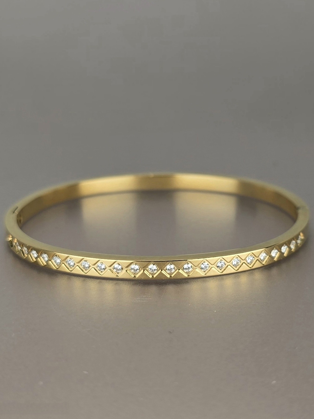 Gold Crystal-Accent Slim Bangle Bracelet